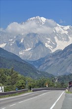River Dora Baltea and Mont Blanc