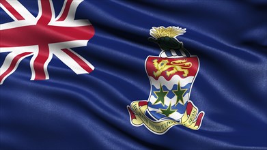 3D illustration of the flag of the Cayman Islands waving in the wind