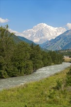 River Dora Baltea and Mont Blanc