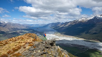 Hiker on the summit of Mount Alfred