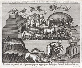 Noah and the animals leave the ark