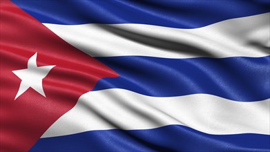 3D representation of the Cuban flag waving in the wind