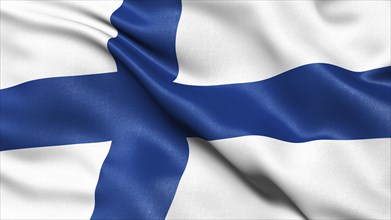 3D representation of the Finnish flag blowing in the wind