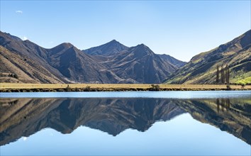 Mountains reflecting in lake