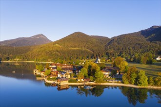 Village Walchensee and Walchensee in morning light