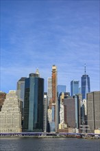 View from Pier 1 over the East River to the skyline of lower Manhattan