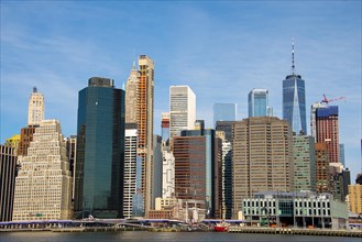 View from Pier 1 over the East River to the skyline of lower Manhattan