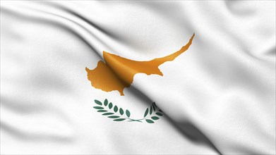 3D representation of the Cypriot flag waving in the wind