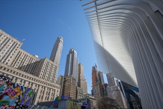 Oculus Station subway station and skyscrapers