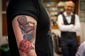 Barber chair tattoo