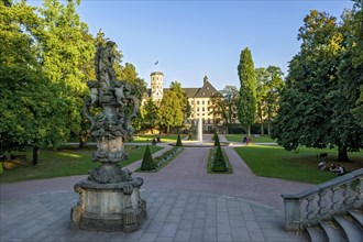 Castle park of City Palace Fulda with baroque sculpture Floravase by Johann Friedrich von Humbach