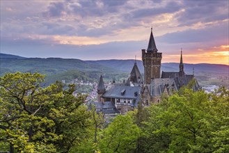 View of Wernigerode Castle at sunset