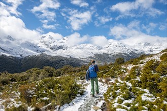 Hiker on trail to Key Summit