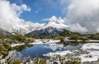 Small mountain lake with reflection