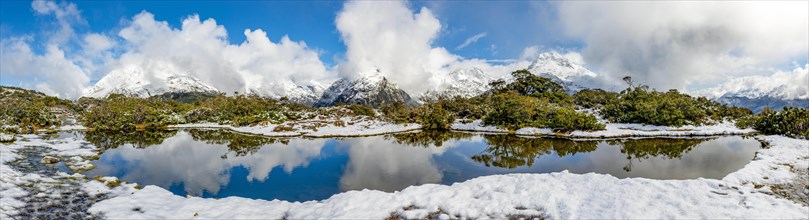 Small mountain lake with reflection