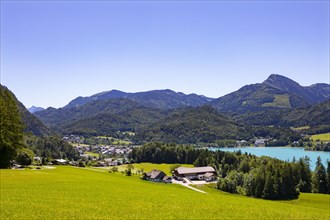 Panoramic view of Fuschl am See and the Fuschlsee