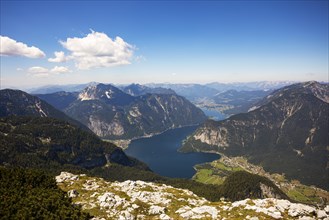 View from the Krippenstein to the Hallstaettersee Obertraun and Hallstatt