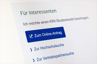 Online application for a KfW student loan