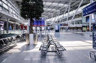 Empty departure hall at Duesseldorf Airport in times of the Corona Pandemic