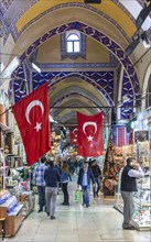 Turkish flags in the market hall