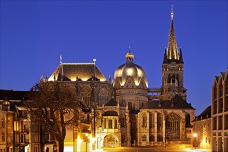 Illuminated cathedral in the evening
