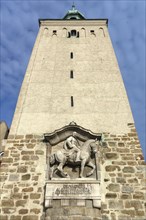 Lauent tower with equestrian statue of King Albert of Saxony