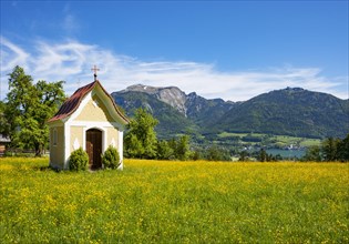 Chapel in Abersee with Wolfgangsee Sankt Wolfgang and Schafberg