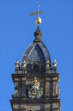 Coat of arms of the Electorate of Saxony on the baroque tower from 1718