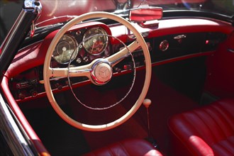 Dashboard and steering wheel of a Mercedes Benz