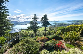 View of Otago Peninsula from Larnach Castle Park
