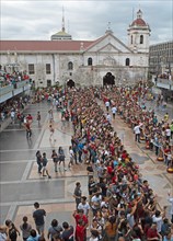 Crowd with pilgrims in Basilica