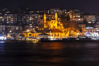 Illuminated Dolmabahce mosque at night