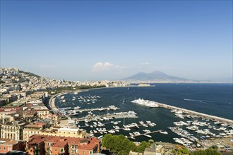 View of Bay of Naples with harbour and Vesuvius