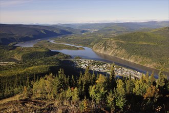 View of Dawson City on the banks of the Yukon