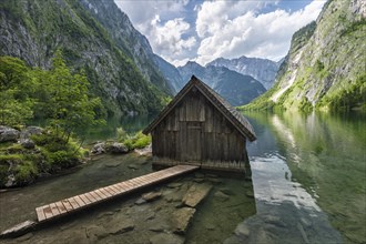 Boathouse at the Obersee with Watzmann massif
