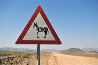 Road sign warns of crossing zebras