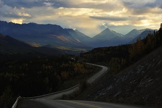 Alaska Highway through the mountains