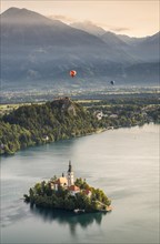 Lake Bled with Bled Castle and Blejski Otok Island with St. Mary's Church