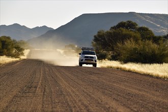 Four wheel drive on a typical gravel road near Helmeringshausen