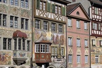 Half-timbered houses with painted facades in the old town