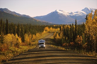 With the camper on the Dempster Highway in the Tombstone Mountains