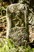 Boundary stone from 1756 with the heraldic animal