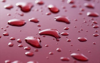 Raindrops on red car paint