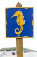 Sign with symbol seahorse