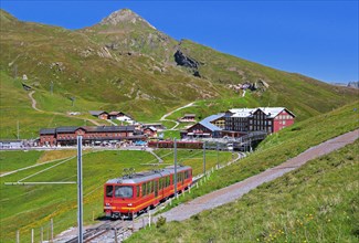 Kleine Scheidegg with mountain railway station and Jungfrau Railway