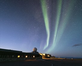 North Cape Visitor Centre with Northern Lights