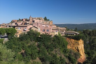 Roussillon mountain village on ochre rock