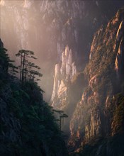 Iconic rock formation of Yellow mountains. Xihai grand canyon