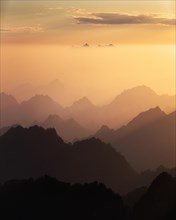 Layers of Huangshan (Yellow mountains) mountains. Anhui province