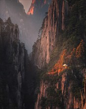Beautiful pavilion on westside of Huangshan mountains. Yellow mountains. Anhui province